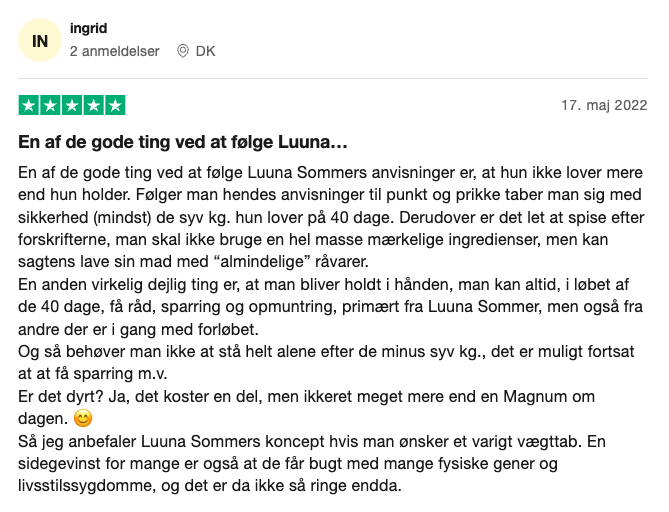 Luuna Sommer Anmeldelse Trustpilot